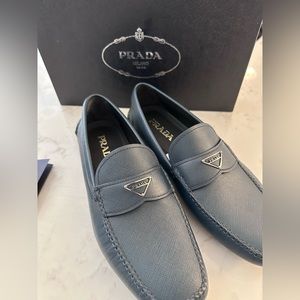Men’s Prada blue leather loafers size 9